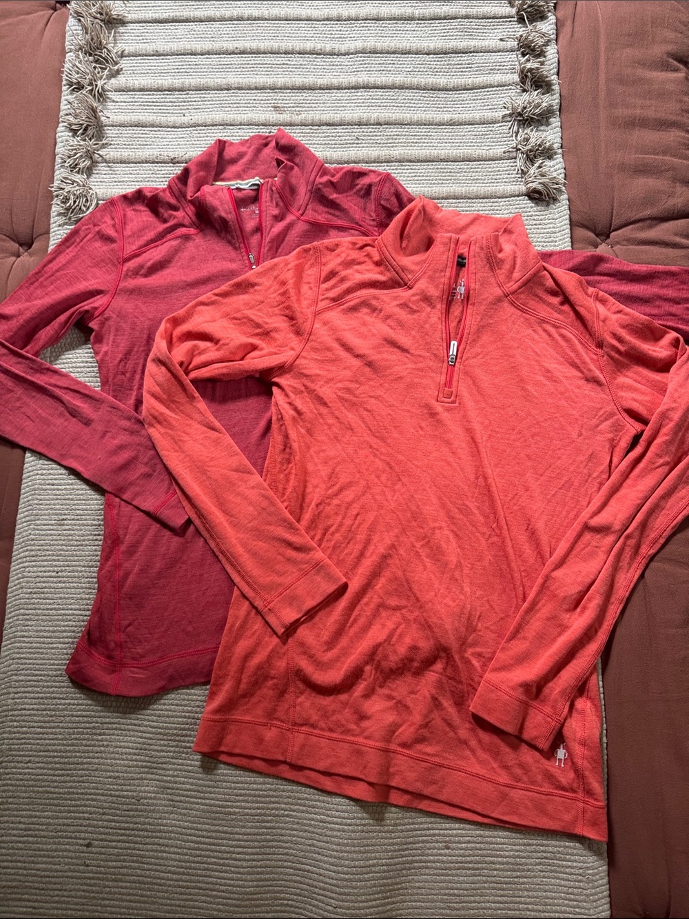 Smartwool zip top 250 merino wool base layer 1/4 zip coral sunset women’s M NEW - Picture 9 of 9